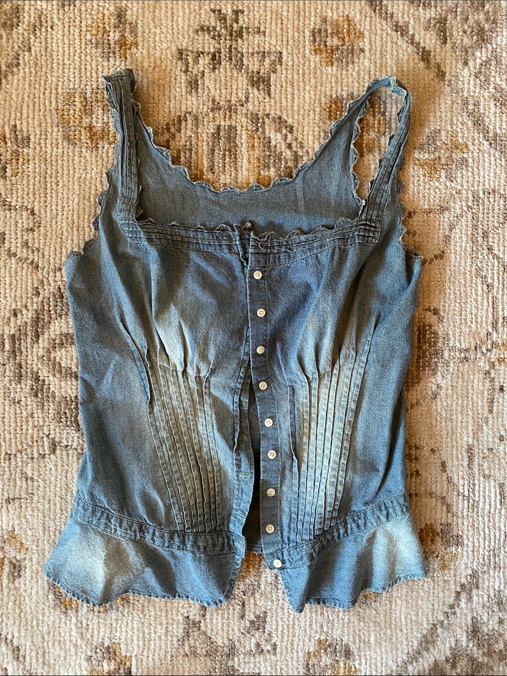 Stetson Blue Denim Ruffled Button-Front Camisole